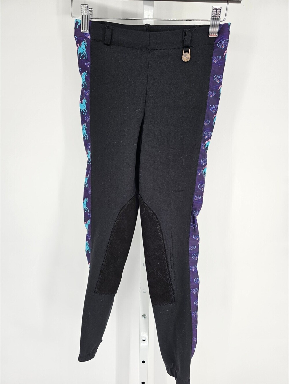 Royal Highness Girls Sz M Riding Equestrian Pants Black w/ Purple Trim
